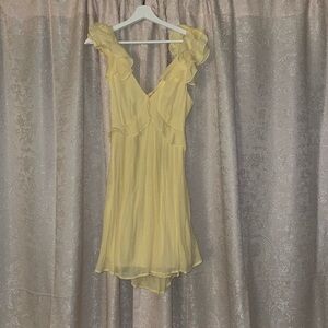 Elegant Yellow Ruffle Dress